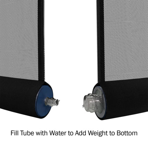Close-up of fill tube for water weighting on Patio Umbrella Mosquito Net With Zippered Mesh For 7.5 Foot Umbrellas, Bug Screen.