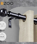 Heavy Duty Black Curtain Rod For Windows 48 To 84 Inches, 1 Inch Adjustable Drapery Rod With Crystal Ball Finials, modern decor