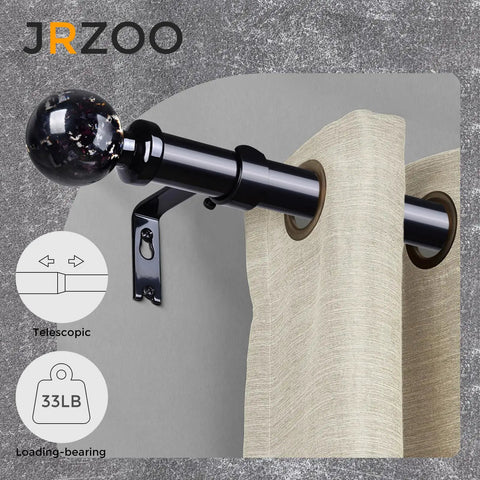 Heavy Duty Black Curtain Rod For Windows 48 To 84 Inches, 1 Inch Adjustable Drapery Rod With Crystal Ball Finials, modern decor