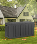 Black 90 Gallon Resin Deck Box Lockable Outdoor Storage Box for Patio Cushions Garden Tools and Gear Waterproof Yard Storage Unit