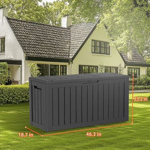 Black 90 Gallon Resin Deck Box Lockable Outdoor Storage Box for Patio Cushions Garden Tools and Gear Waterproof Yard Storage Unit