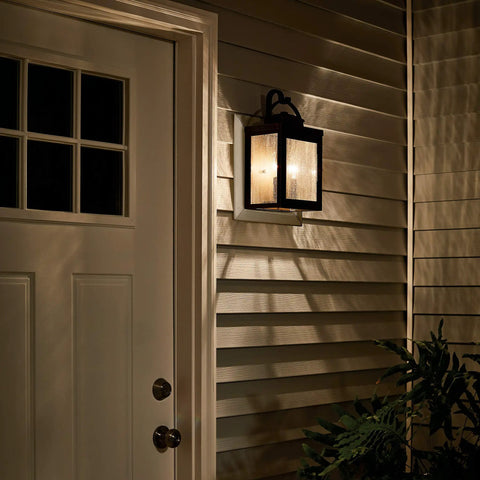 11 Inch Outdoor Wall Light With Clear Seeded Glass In Rubbed Bronze Finish, Classic Lantern Vibe For Traditional Or Transitional Homes