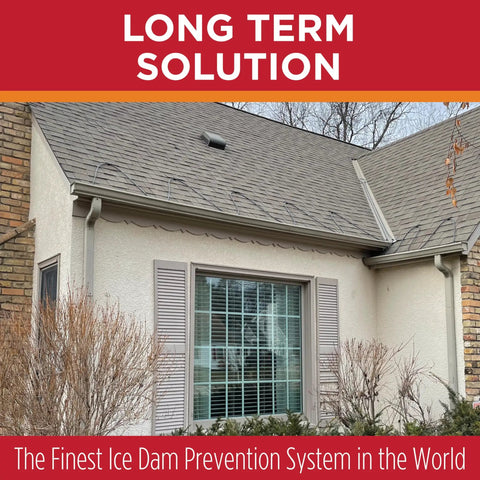 House roof with HeatTape Pro Self Regulating Heat Cable With GlowCap Technology for ice dam protection visible.