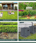 Multi-use 15 Panels Tall Garden Animal Barrier Fence With Gate No Dig Outdoor Fence in yard, garden, vegetable patch, and around AC unit