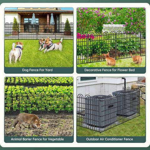 Multi-use 15 Panels Tall Garden Animal Barrier Fence With Gate No Dig Outdoor Fence in yard, garden, vegetable patch, and around AC unit
