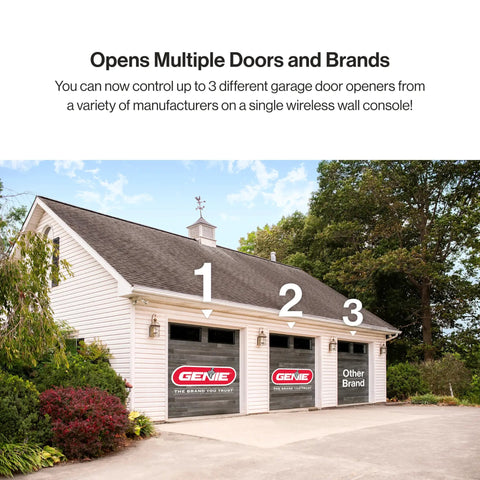 Universal Wireless Garage Door Opener Wall Console For Up To 3 Doors Works With LiftMaster Chamberlain Genie Overhead Door And More Easy Install Black controlling three garage doors.