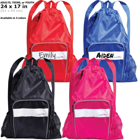 Mesh Swim Bag With Separate Wet And Dry Compartments for Swimming Beach and Camping Gear, four color options, 24x17 inches
