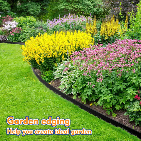 Flexible No Dig Landscape Edging Kit With 100 Ft Border And 100 Upgrade Stakes One Point Five Inch Tall Plastic Garden Border