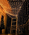 300 LED Curtain String Lights With 8 Modes For Weddings And Parties Warm White Fairy Twinkle for Indoor Outdoor Wall Decor