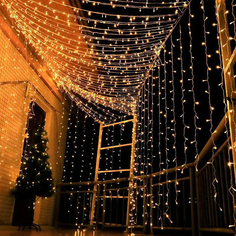 300 LED Curtain String Lights With 8 Modes For Weddings And Parties Warm White Fairy Twinkle for Indoor Outdoor Wall Decor