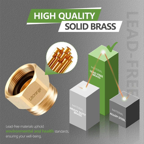 Lead Free Hose Bib Adapter With Backflow Preventer, 1-1/16 Inch Fine Thread Female To 3/4 Inch GHT Male, solid brass material