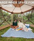 Interior view of Pop Up Screen House Tent For Camping 11.5 By 9.8 Ft Instant Gazebo With Netting Grab And Go Backyard Shelter