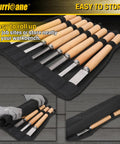 8 Piece Wood Lathe Turning Tool Set for Woodworking with Skew Chisels in roll-up canvas bag