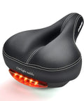 C99 Memory Foam Bike Seat Saddle With Taillight Waterproof Wide Leather Cushion Dual Spring Suspension Shock Absorbing Comfort