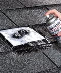 Applying Triple Thick Roof Patch And Sealer Spray 13 Oz Black for quick heavy duty roof repairs on damp or dry surfaces