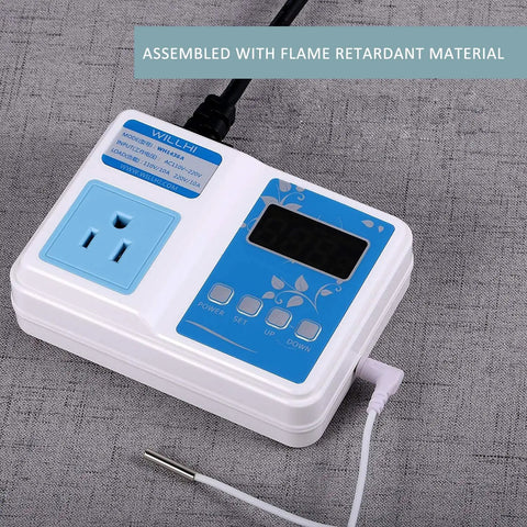 10 Amp 110V Temperature Controller Digital Thermostat Switch For Sous Vide with waterproof probe and flame retardant material.