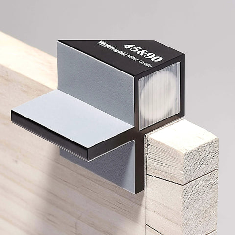 Dovetail Saw Guide With 45 Degree And 90 Degree Combo Magnetic Tool for woodworking, CNC aluminum marking guide on wood edge.