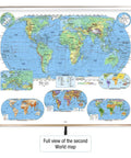 US And World Advanced Physical Classroom Pull Down Map Set For Grades 9 And Up 63 Inch Wide With Colorful Elevation Ramps