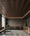 PVC Ceiling Tile 2x2 Lay In Or Glue Up Covers 40 Sq Ft Antique Copper 10 Piece With Dope Tin Look No Metal Echo Easy Install Drop In Grid System Class A Fire Rated in modern interior.