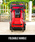 Rear view of Push Lawn Mower Kit With Pwr Core 40 Brushless 40V 20-Inch Cordless Power showing foldable handle.