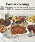 Indoor Searing Grill With Viewing Window And Adjustable Temp To 450F 118 Square Inches Cooking Surface showing grilled foods