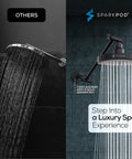 Round Rain Shower Head With Extension Arm, Height Adjustable High Pressure Shower Head, Easy One Minute Install, Oil Rubbed Bronze Finish installed in bathroom.