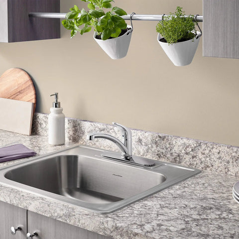 Colony Top Mount ADA 15x15 Stainless Steel Single Bowl Kitchen Sink With Drain And Installation Hardware Includes Cutout Template