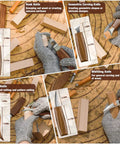 23 Piece Wood Carving Set For DIYers With 4 Large Knives 5 Detail Knives 9 Basswood Blocks Polishing Compound Leather Strop Gloves And Instruction Manual Portable Case For Beginners And Pros, featuring knives and wood blocks.