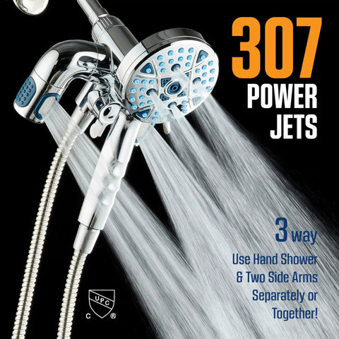 Premium High Pressure Shower Head Combo With Multi Mode Settings And Slick Chrome Finish For Killer Spray Power Plus Hydro Jet Arms To Elevate Your Daily Routine Into A Top Notch Home Spa Setup Providing Solid Coverage Whenever You Flip The Valve