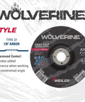 6 Inch Type 27 Grinding Wheel A24R One Quarter Inch Thick Open Arbor Seven Eighths Inch Bore Depressed Center Display