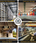 Heavy Duty 12 Inch High Velocity Floor Fan With All Metal Construction for warehouse, garage, barn and workshop environments.