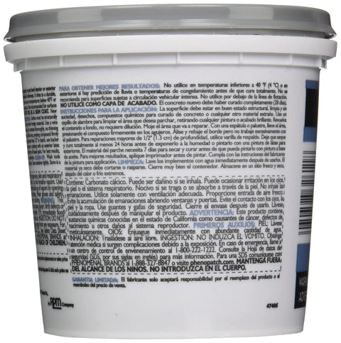 Side view of Pre Mix Concrete Quart For DIY Projects Ready To Use Quick Setting Patch Material with label instructions visible