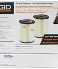 Product packaging of One Layer Everyday Dirt Wet And Dry Vac Filter Replacement For 5 To 20 Gallon Vacuums and Husky models