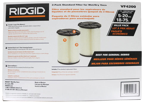Product packaging of One Layer Everyday Dirt Wet And Dry Vac Filter Replacement For 5 To 20 Gallon Vacuums and Husky models