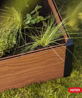 Close-up of Wood Look Raised Garden Bed 48 Inch By 48 Inch Outdoor Planter For Vegetables Herbs Flowers And Succulents