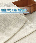 Close-up of Cozy Natural Linen Blend Curtains for Living Room with burlap texture and fine workmanship shown.