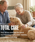 Extra Large Disposable Bed Pads 30 By 36 Inches 50 Pack Super Absorbent Incontinence Underpads for pet care with elderly couple.