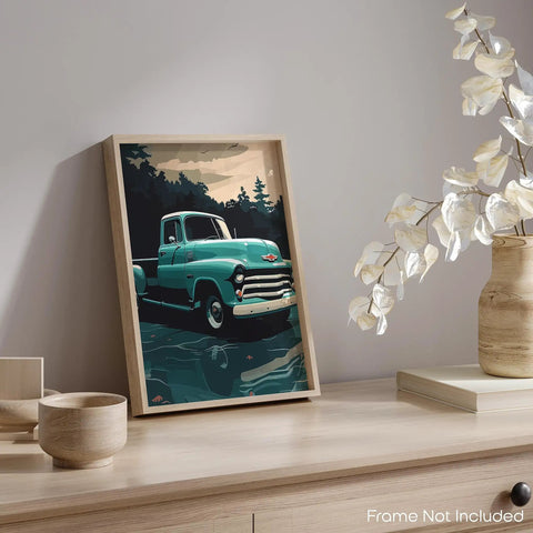 Legends Vintage Pickup Truck Wall Art Print 11x14 Inches Unframed Rustic Red Chevy Ford Decor For Living Room Or Office Display