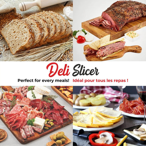 Top Notch Manual Rotary Deli Slicer With A Six Point Five Inch Serrated Blade And Dead Simple Thickness Tweaks Plus Bonus Two In One Peeler For Hassle Free Carving Of Meats Cheeses Bread And Big Loaves