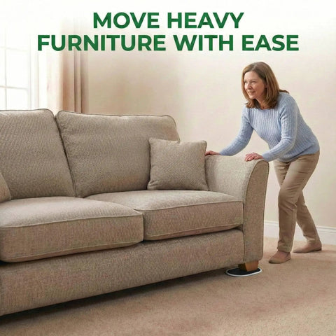 Person using Extra Large Furniture Sliders For Carpet And Hardwood Floors 9.5 Inch Heavy Duty Reusable Moving Pads To Glide Sofa