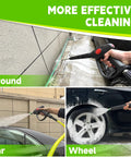 Pressure Washer Hose And Gun Kit, 25 Ft With 5 Nozzle Tips And M22-14mm Fittings in use on car, wheel, and ground surfaces