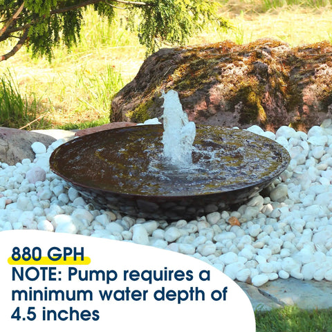 Submersible Water Pump 880GPH 60W Ultra Quiet Fountain Pump With Dry Burn Protection 9Ft Lift For Fish Ponds Fountains