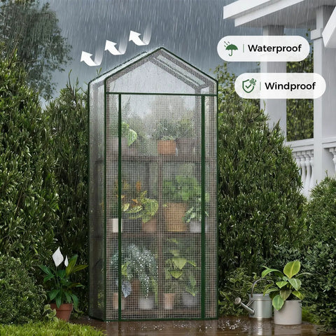 Outdoor Mini Greenhouse 23 By 17 By 54 Inches With PE Cover Portable Garden Greenhouse Built With Sturdy Eucalyptus Wood Frame For Winter Frost Protection And A Handy Hot House For Your Yard