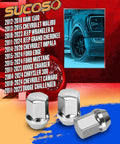 M14x1.5 Chrome Lug Nuts Set Of 20 One Piece Conical Seat OEM Replacement for various vehicle models illustrated