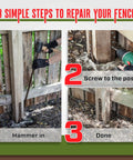 Pack Of 2 Easy Fence Post Repair Kit For Fixing One Broken Wood Post, Quick And Simple To Install With Durable Steel Stakes