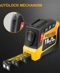 Two In One Digital Tape Measure With 16 Ft Rechargeable Tape Pocket Friendly No Laser Auto Retract Clear High Precision Digital Readout Easy To Use For Home Renovations DIY Projects And On Site Measurements, autolock mechanism