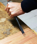 Heavy Duty Japanese Wood Chisel One Inch Hand Forged White Steel Number Two Blade in use on wood, showcasing precise mortising.