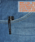 10 Pack Dope Mini Pocket Flashlights With Clip attached to jeans pocket