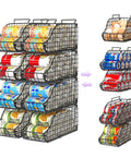 Eight Pack Can Organizer For Pantry And Fridge, Stackable Wire Shelf Rack Holds Up To Seventy Two Cans, bottles, eggs