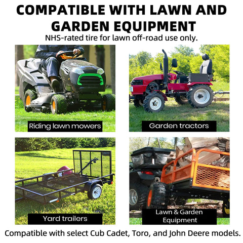 Two Pack 13x5.00-6 Flat Free Tire And Wheel Assembly For Front Mower Wheel With A Three Inch Centered Hub And Three Quarter Inch Bearing Compatible With Riding Mowers And Garden Tractors Replacement Front Wheel on riding mowers and garden tractors